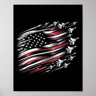 Patriotic Red Blue Us Flag Fighter Jets 4. Juli Poster