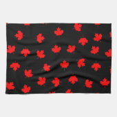 Patriotic Red Canada Maple Leaf Black Pattern Geschirrtuch (Horizontal)