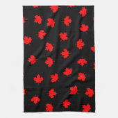 Patriotic Red Canada Maple Leaf Black Pattern Geschirrtuch (Vertikal)