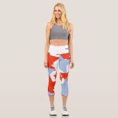 Patriotic Red Light Blue Stars Namensangebot Capri Leggings (Vorderseite)