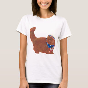 Patriotic Red Longhair Persian Cat T-Shirt