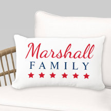 Patriotic Red Navy Blue Family Monogram with Stars