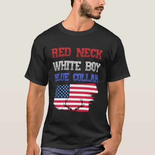 Patriotic Red Neck White and Blue Collar 4. Juli T-Shirt (Vorderseite)