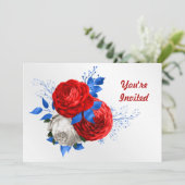 Patriotic Red Rose Bouquet Birthday Einladung (Stehend Vorderseite)
