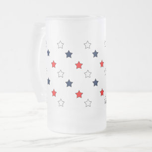 Patriotic Red White and Blue Stars/USA Mattglas Bierglas