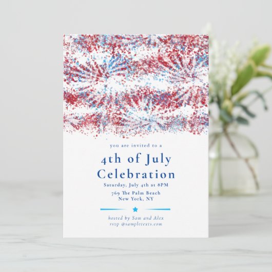 Patriotic Red White Blue 4. Juli Feier Einladung (Stehend Vorderseite)