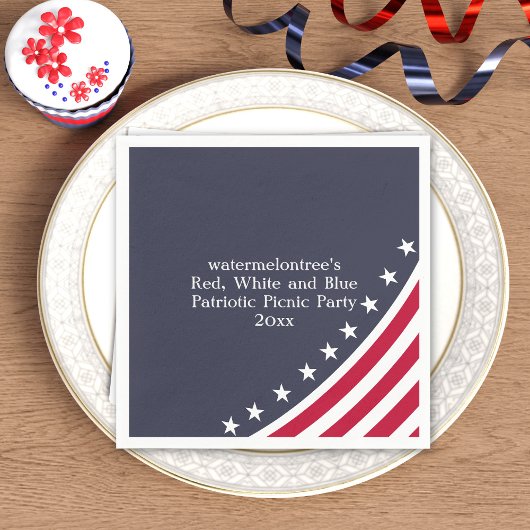 Patriotic Red White Blue 4. Juli GRILLEN Napkins Serviette