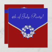 Patriotic Red White Blue 4. Juli Party Einladung (Vorne/Hinten)