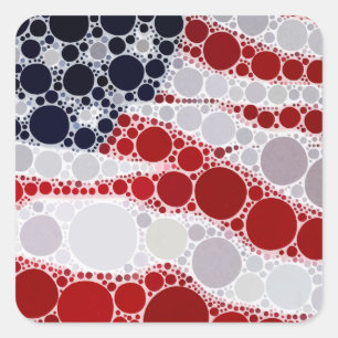 Patriotic Red White Blue Abstrakt American Flag Quadratischer Aufkleber