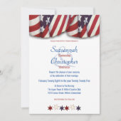 Patriotic Red White Blue Bunting Top Stars Einladung (Vorderseite)