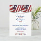 Patriotic Red White Blue Bunting Top Stars Einladung (Stehend Vorderseite)