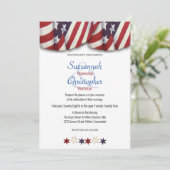Patriotic Red White Blue Bunting Top Stars Einladung (Stehend Vorderseite)
