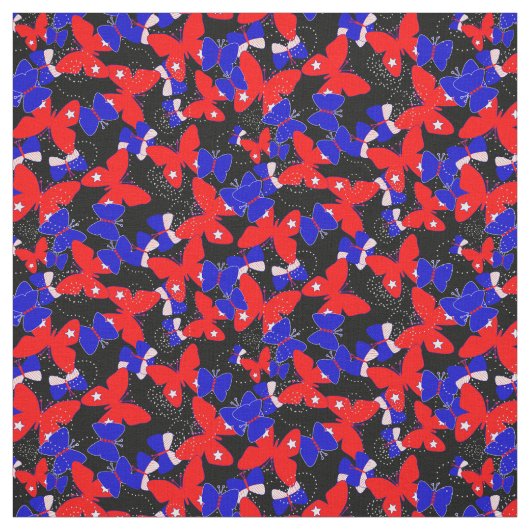 Patriotic Red White Blue Butterfets Stoff (Muster)