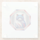 Patriotic Red White & Blue Cat In Frame Glasuntersetzer (Rückseite)