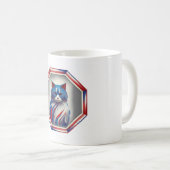 Patriotic Red White & Blue Cat In Frame Kaffeetasse (VorderseiteRechts)
