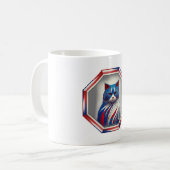 Patriotic Red White & Blue Cat In Frame Kaffeetasse (Vorderseite Links)