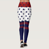 Patriotic Red White & Blue Design Leggings (Rückseite)