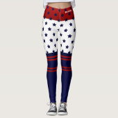 Patriotic Red White & Blue Design Leggings (Vorderseite)