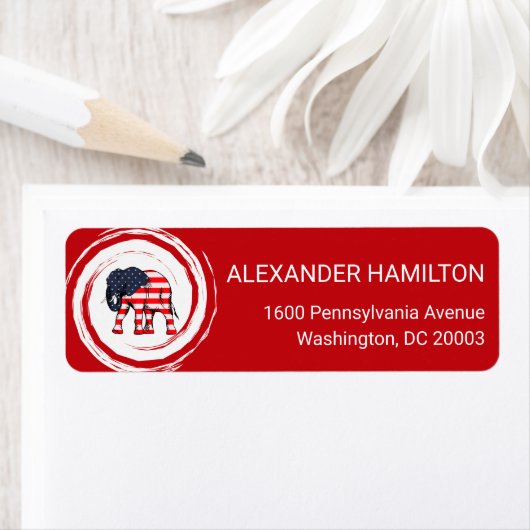 Patriotic Red White Blue Elephant Return Address (Insitu)