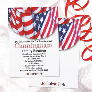 Patriotic Red White Blue Family Wiedersehen Einladung