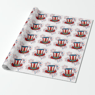 Patriotic Red White Blue Fireworks 4. Juli Geschenkpapier