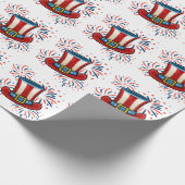 Patriotic Red White Blue Fireworks 4. Juli Geschenkpapier (Ecke)