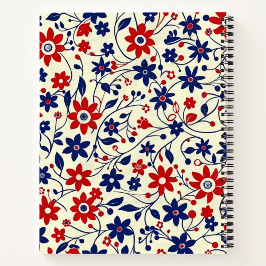 Patriotic Red White Blue Floral Pattern Notizblock (Rückseite)