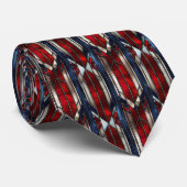 Patriotic Red White Blue Geometric Pattern Krawatte (Gerollt)
