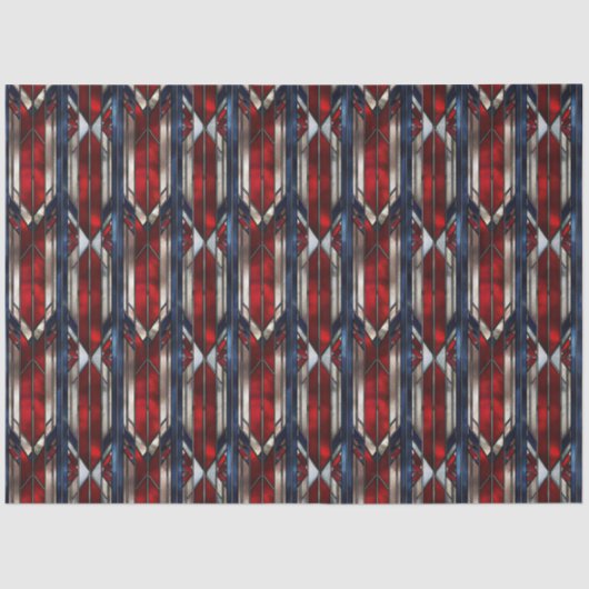 Patriotic Red White Blue Geometric Pattern Seidenpapier (Vorderseite)