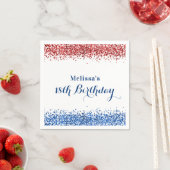 Patriotic Red White Blue Glitzer Birthday Party Serviette (Beispiel)