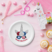 Patriotic Red White Blue Glitzer Unicorn Pappteller (Party)