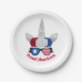 Patriotic Red White Blue Glitzer Unicorn Pappteller (Vorderseite)