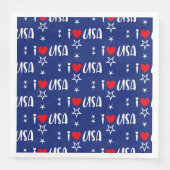 PATRIOTIC RED WHITE BLUE I LIEBE USA PATTERN SERVIETTE (Vorderseite)
