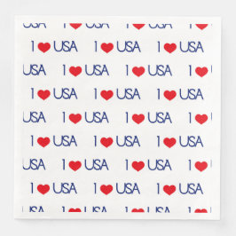 PATRIOTIC RED WHITE BLUE I LIEBE USA PATTERN SERVIETTE