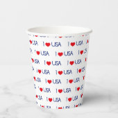 PATRIOTIC RED WHITE BLUE I LIEBE USA PATTERS PAPPBECHER (Rückseite)