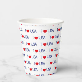 PATRIOTIC RED WHITE BLUE I LIEBE USA PATTERS PAPPBECHER