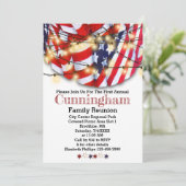 Patriotic Red White Blue Lights Family Reunion Einladung (Stehend Vorderseite)