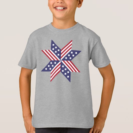 Patriotic Red White Blue Native Stars Streifen T-Shirt (Vorderseite)