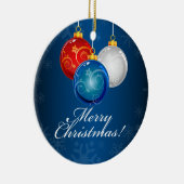 Patriotic Red White Blue Ornaments Frohe Weihnacht Keramikornament (Rechts)