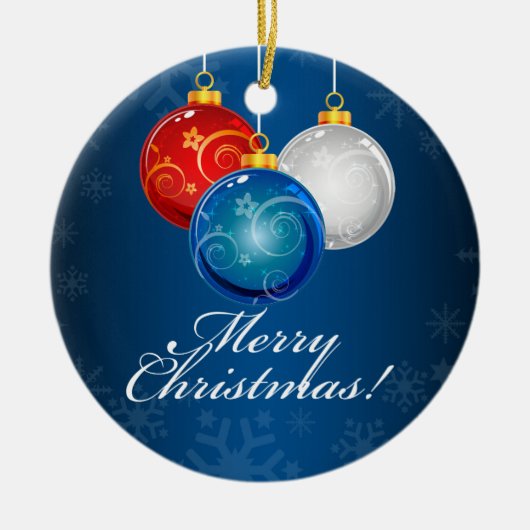 Patriotic Red White Blue Ornaments Frohe Weihnacht Keramikornament (Vorne)