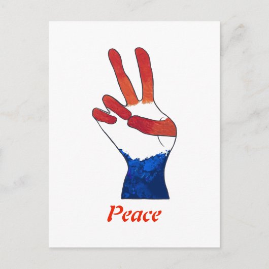 Patriotic Red White Blue Peace Schilder Hand Postk Postkarte (Vorderseite)