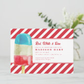 Patriotic Red White Blue Popsicle Baby Dusche Einladung (Stehend Vorderseite)