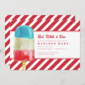 Patriotic Red White Blue Popsicle Baby Dusche Einladung (Vorne/Hinten)