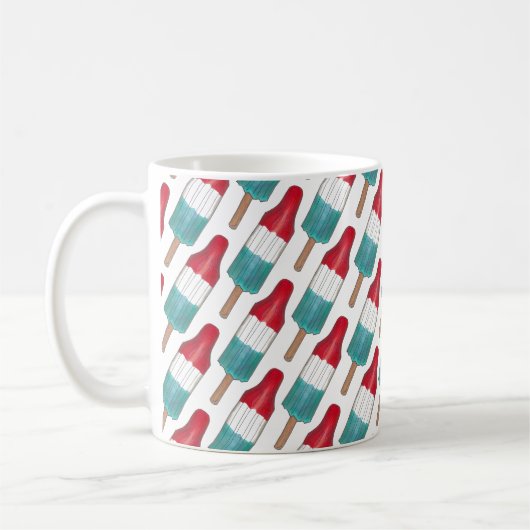Patriotic Red White Blue Rocket Pop Popsicle USA Kaffeetasse (Links)