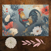 Patriotic Red White Blue Rooster Flowers Leaves Geschenkpapier Set