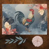 Patriotic Red White Blue Rooster Flowers Leaves Geschenkpapier Set
