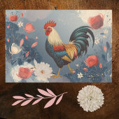 Patriotic Red White Blue Rooster Flowers Leaves Geschenkpapier Set