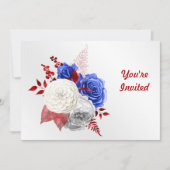 Patriotic Red White Blue Roses Birthday Einladung (Vorderseite)