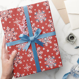 Patriotic Red White Blue Snowflake Weihnachtswrap Geschenkpapier