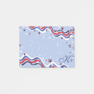 Patriotic Red White Blue Spangled Banner Stars Post-it Klebezettel